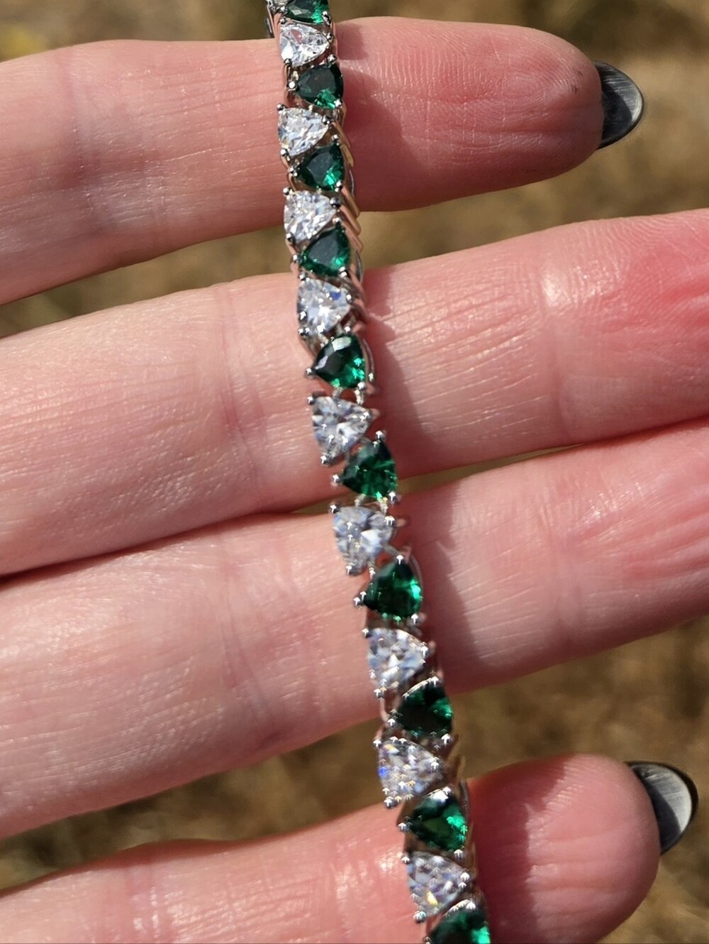 Park Lane Green and Clear Crystal Micro Impression Bracelet